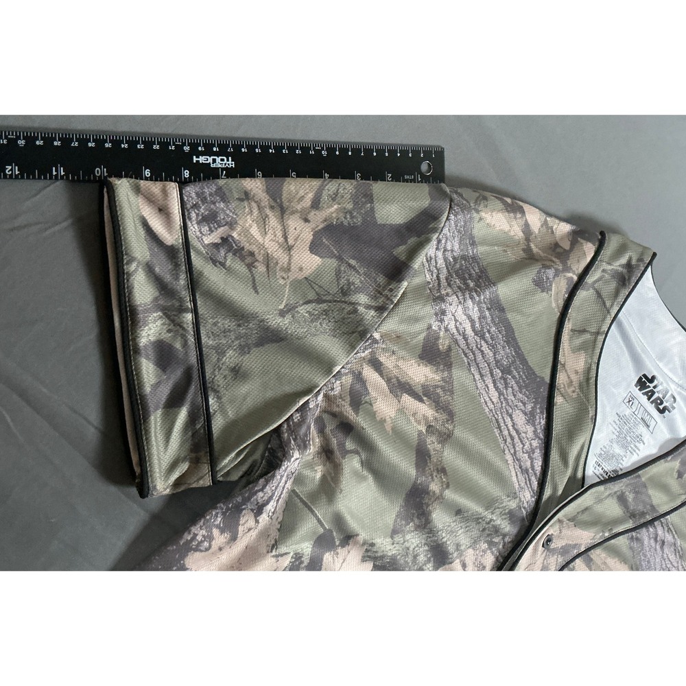 Star Wars The Mandalorian Camo Baseball Jersey Mens XLarge Mando Mythosaur Skull - Picture 6 of 10